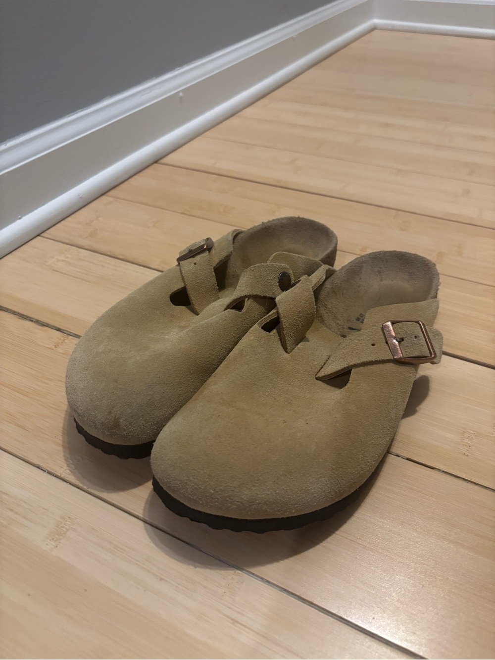 Birkenstock Suede Closed-Toe Clog in Tan